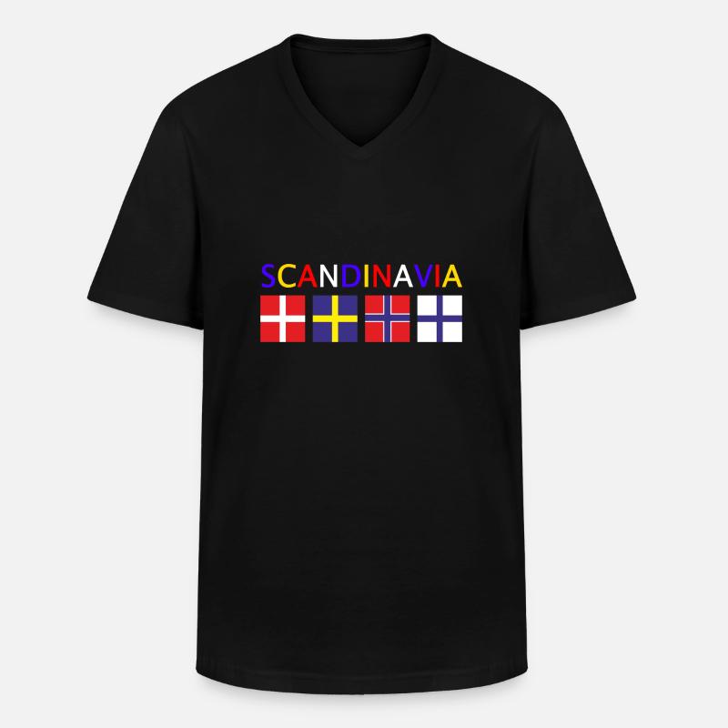 Scandinavia - Männer-T-Shirt mit V-Ausschnitt - Schwarz