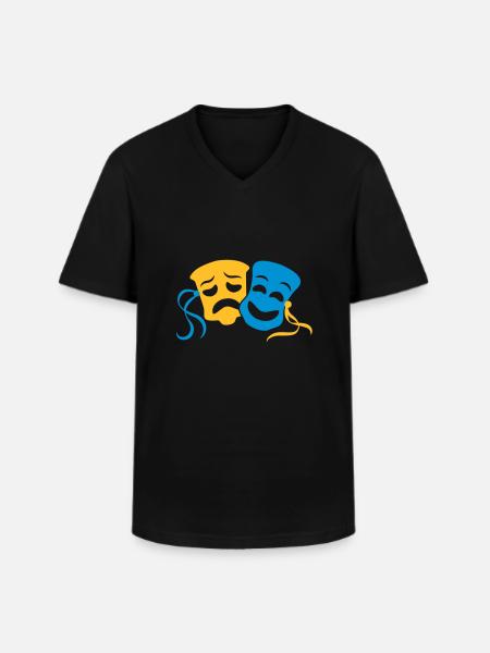 happy sad theatre actor acting mask - Men's V-Neck T-Shirt - black