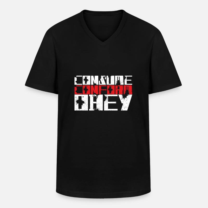 Consume Conform Obey! - Männer-T-Shirt mit V-Ausschnitt - Schwarz