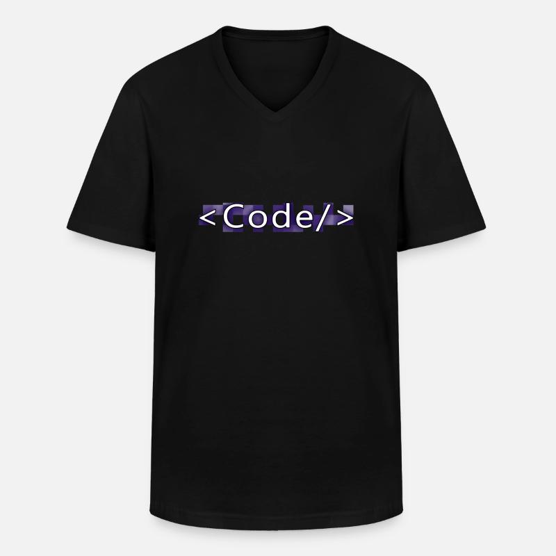 Codestil (lila) - Männer-T-Shirt mit V-Ausschnitt - Schwarz