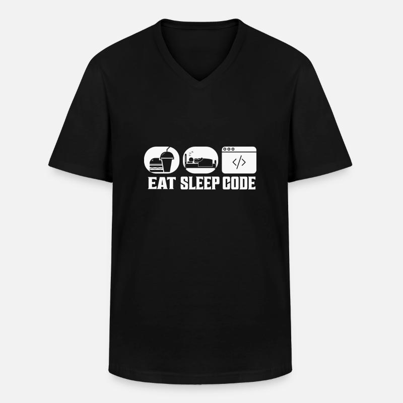 Codage logiciel Eat Sleep Code - T-shirt col V Homme - noir