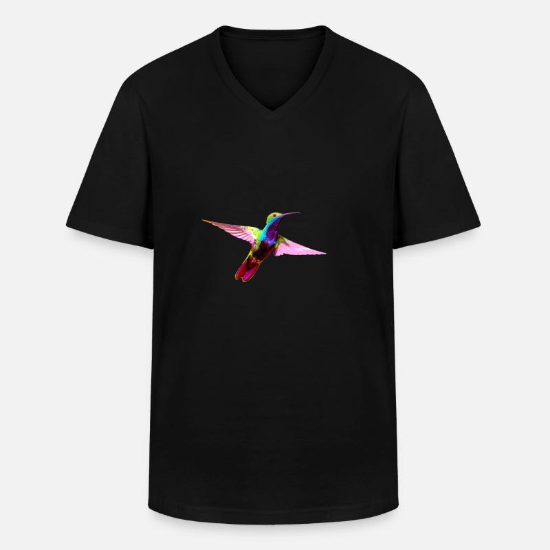 Bunter Kolibri - Männer-T-Shirt mit V-Ausschnitt - Schwarz