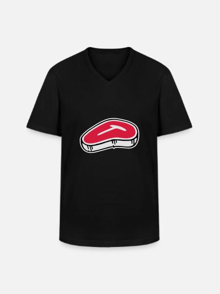 T-Bone Steak - Men's V-Neck T-Shirt - black