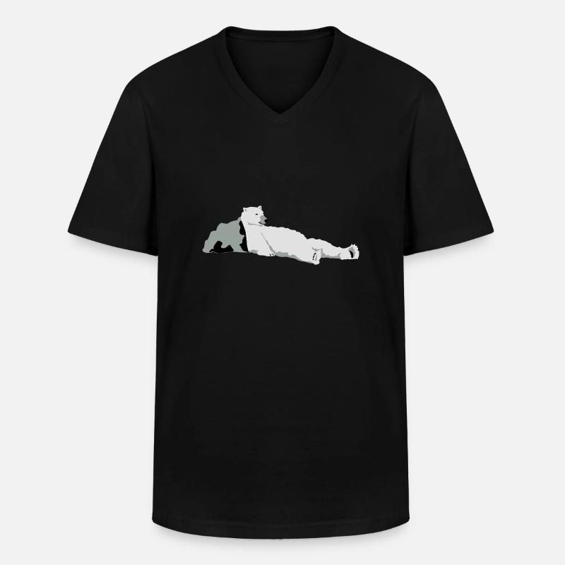 Eisbär - Männer-T-Shirt mit V-Ausschnitt - Schwarz