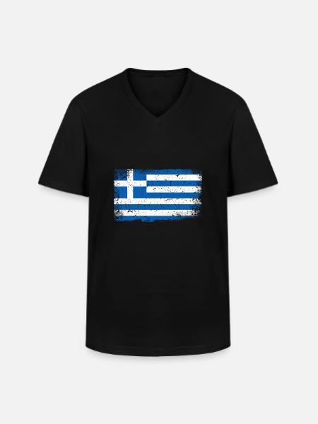 Drapeau de la grèce - T-shirt col V Homme - noir