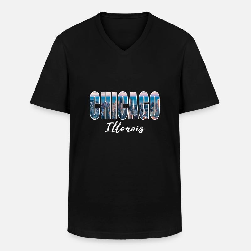 Chicago Illonois - Männer-T-Shirt mit V-Ausschnitt - Schwarz