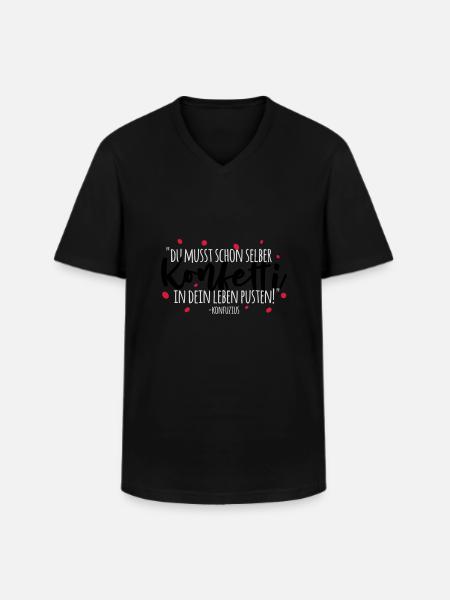 Konfuzius und Konfetti - Männer-T-Shirt mit V-Ausschnitt - Schwarz