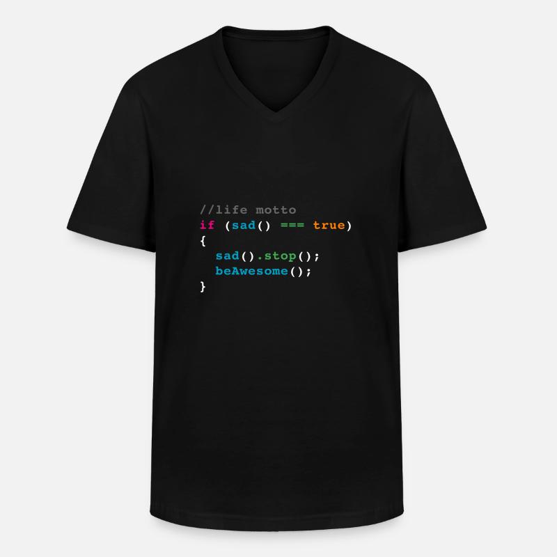 life motto code joke - Männer-T-Shirt mit V-Ausschnitt - Schwarz
