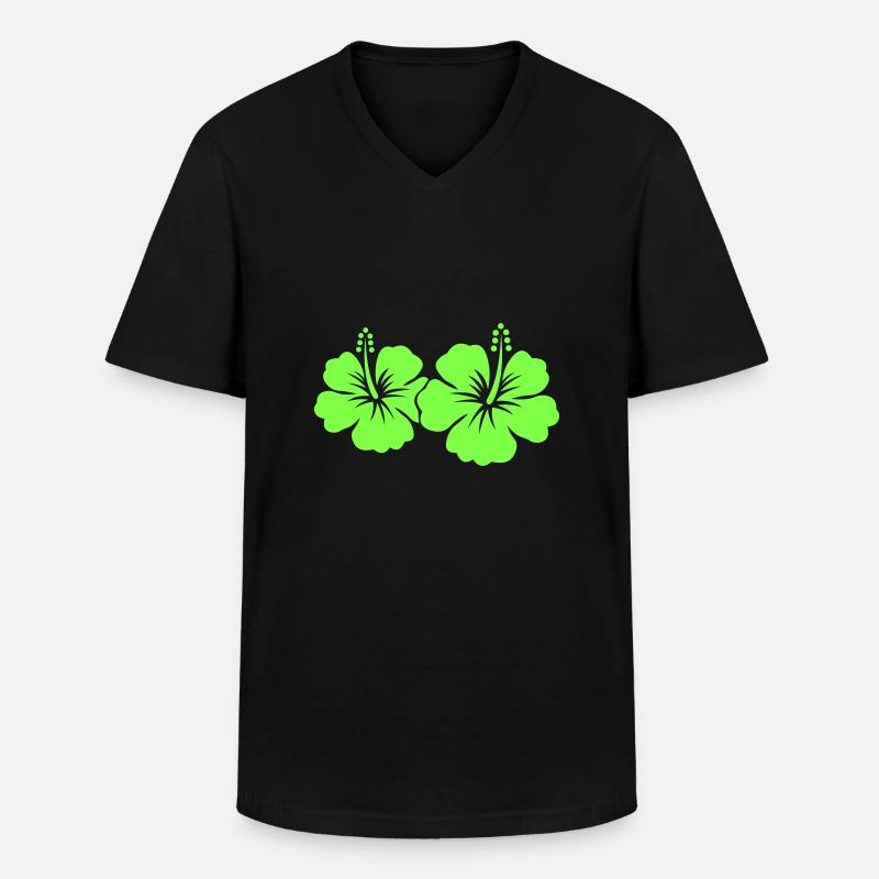Hibiskus Blume - Männer-T-Shirt mit V-Ausschnitt - Schwarz