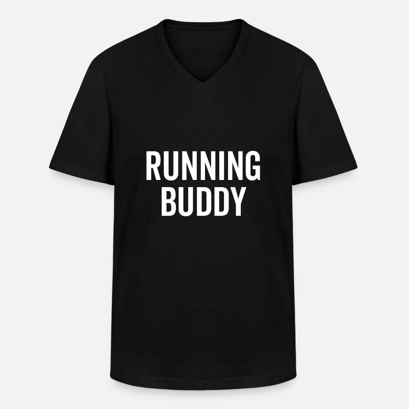 Running Buddy - Maglietta da uomo classica con scollo a V - nero