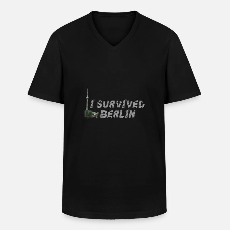 I survived Berlin - Männer-T-Shirt mit V-Ausschnitt - Schwarz