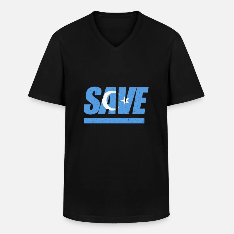 Save Uiguren Ost Turkestan - Männer-T-Shirt mit V-Ausschnitt - Schwarz