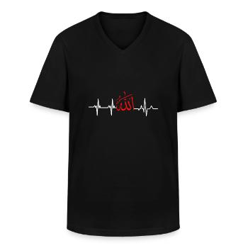 Heartbeat allah - Men's V-Neck T-Shirt - black - Front - AI Model Male 178 dark (178cm)