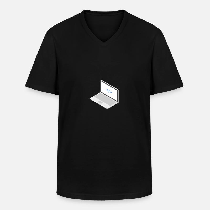 Laptop - Männer-T-Shirt mit V-Ausschnitt - Schwarz