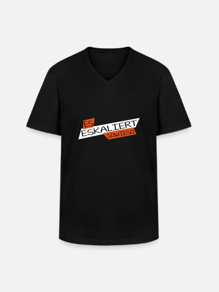 Shirt_EsEskaliert2_vector - Männer-T-Shirt mit V-Ausschnitt - Schwarz