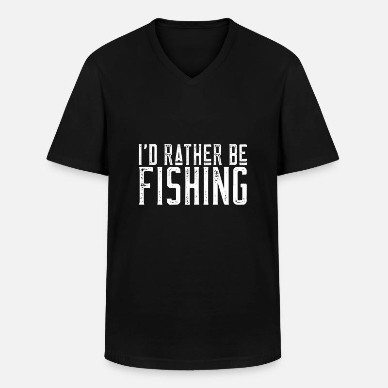 I'd rather be fishing - Männer-T-Shirt mit V-Ausschnitt - Schwarz