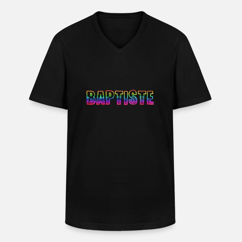baptiste rs regenbogen - Männer-T-Shirt mit V-Ausschnitt - Schwarz