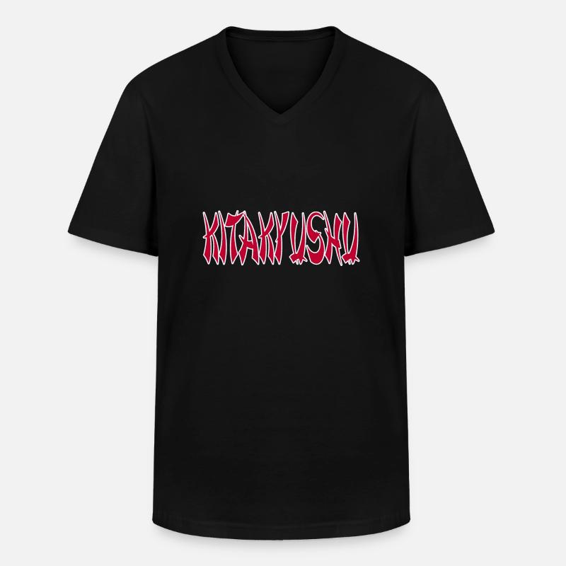 Kitakyūshū Kitakyushu - Männer-T-Shirt mit V-Ausschnitt - Schwarz