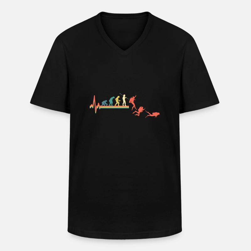 Taucher Tauchen Evolution Retro - Männer-T-Shirt mit V-Ausschnitt - Schwarz