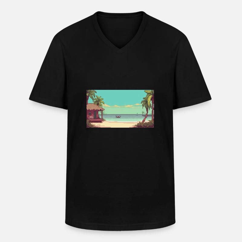 Isla Holbox, Mexiko - Pixel Art - Männer-T-Shirt mit V-Ausschnitt - Schwarz