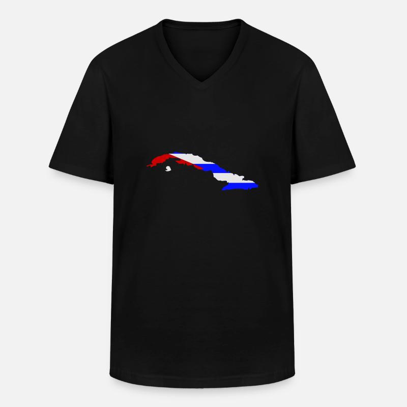 Cuba Shape Flag - Männer-T-Shirt mit V-Ausschnitt - Schwarz