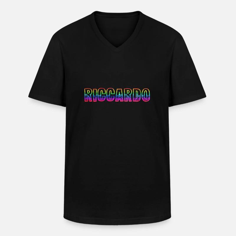 riccardo rs regenbogen - Männer-T-Shirt mit V-Ausschnitt - Schwarz