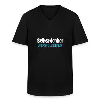 Selbstdenker und stolz drauf - Selbst denken - Männer-T-Shirt mit V-Ausschnitt - Schwarz - Vorne - AI Model Male 178 dark (178cm)