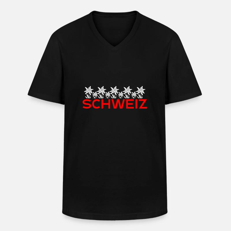 Schweizer Enzian - Männer-T-Shirt mit V-Ausschnitt - Schwarz