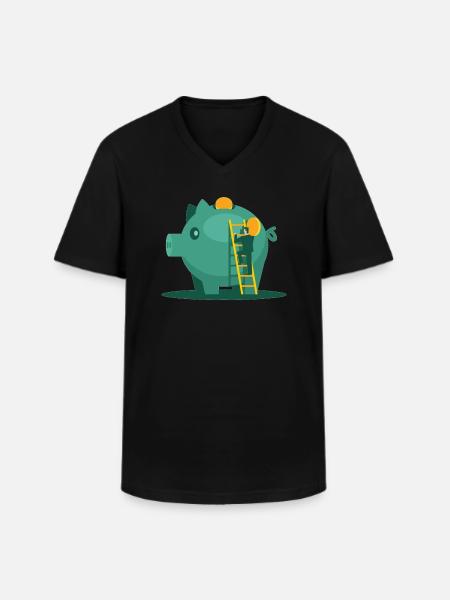 Sparschwein - Männer-T-Shirt mit V-Ausschnitt - Schwarz