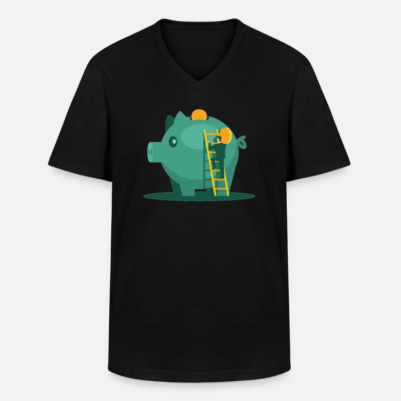 Sparschwein - Männer-T-Shirt mit V-Ausschnitt - Schwarz
