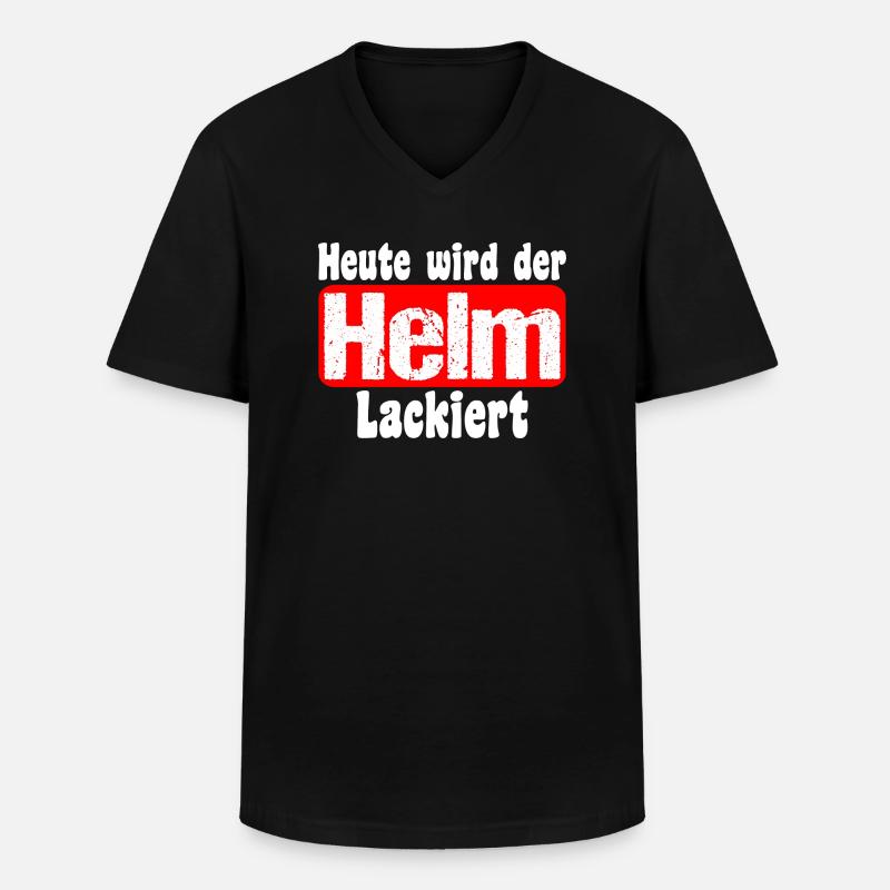Heute wird der Helm lackiert - Männer-T-Shirt mit V-Ausschnitt - Schwarz