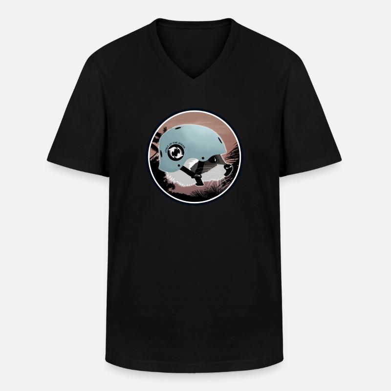 Surfing Waschbär - Männer-T-Shirt mit V-Ausschnitt - Schwarz