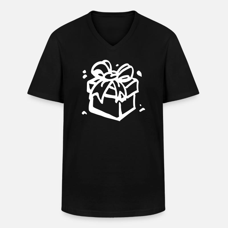 Gift Box / gift box - present - Men's V-Neck T-Shirt - black