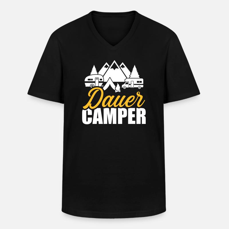 Camping - Männer-T-Shirt mit V-Ausschnitt - Schwarz