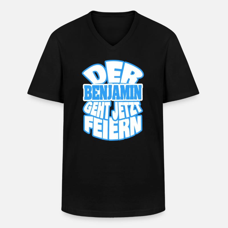 Benjamin - Männer-T-Shirt mit V-Ausschnitt - Schwarz