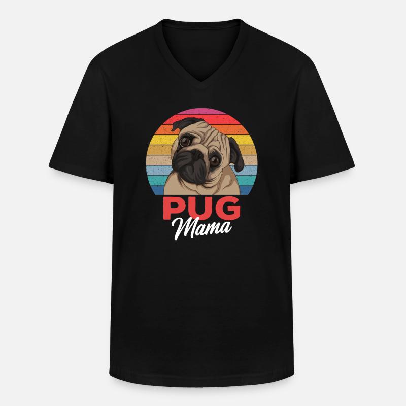 Mops Mama Hundehalterin Geschenkidee - Männer-T-Shirt mit V-Ausschnitt - Schwarz