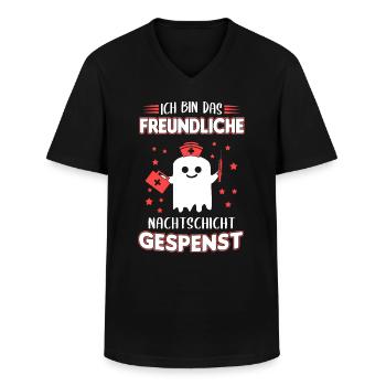 Ich Bin Das Freundliche Nachtschicht Gespenst - Männer-T-Shirt mit V-Ausschnitt - Schwarz - Vorne - AI Model Male 178 dark (178cm)