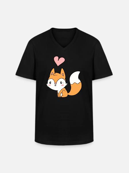Fox - Men's V-Neck T-Shirt - black