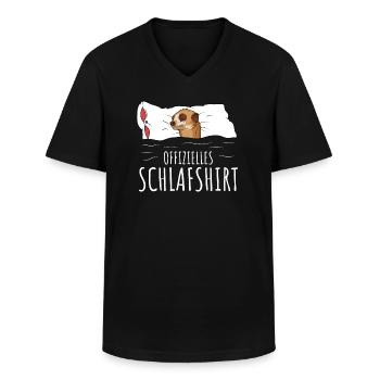 Offizielles Schlafshirt Erdmännchen Schlafen - Männer-T-Shirt mit V-Ausschnitt - Schwarz - Vorne - AI Model Male 178 dark (178cm)
