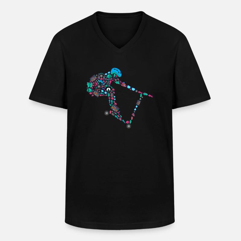 Scooter Stunt Roller E-Roller Jungen - Männer-T-Shirt mit V-Ausschnitt - Schwarz