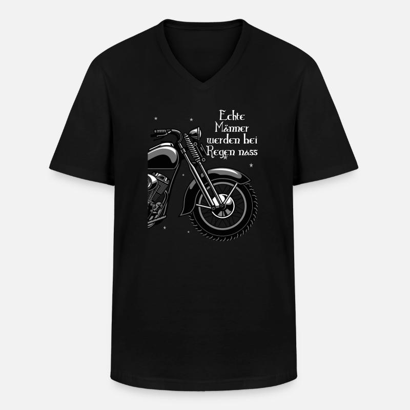 Echte Männer werden bei Regen nass Motorrad Spruch - Männer-T-Shirt mit V-Ausschnitt - Schwarz