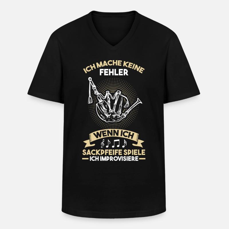 Dudelsack Sackpfeife Dudelsackbläser Musiker - Männer-T-Shirt mit V-Ausschnitt - Schwarz