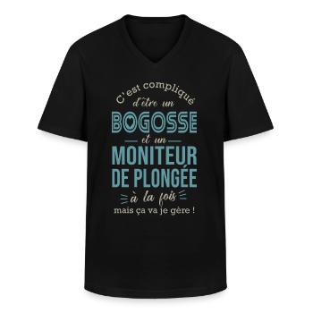 bogosse et moniteur de plongée cadeau homme coach - T-shirt col V Homme - noir - Devant - AI Model Male 178 dark (178cm)