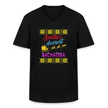 Santa's dearest Bachatera Ugly - Men's V-Neck T-Shirt - black - Front - AI Model Male 178 dark (178cm)