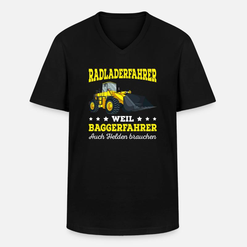 Radlader Baustelle Bagger Baggerlader - Männer-T-Shirt mit V-Ausschnitt - Schwarz