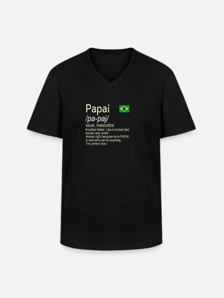 Papai Brazilian Father Dictionary Definition - Men's V-Neck T-Shirt - black