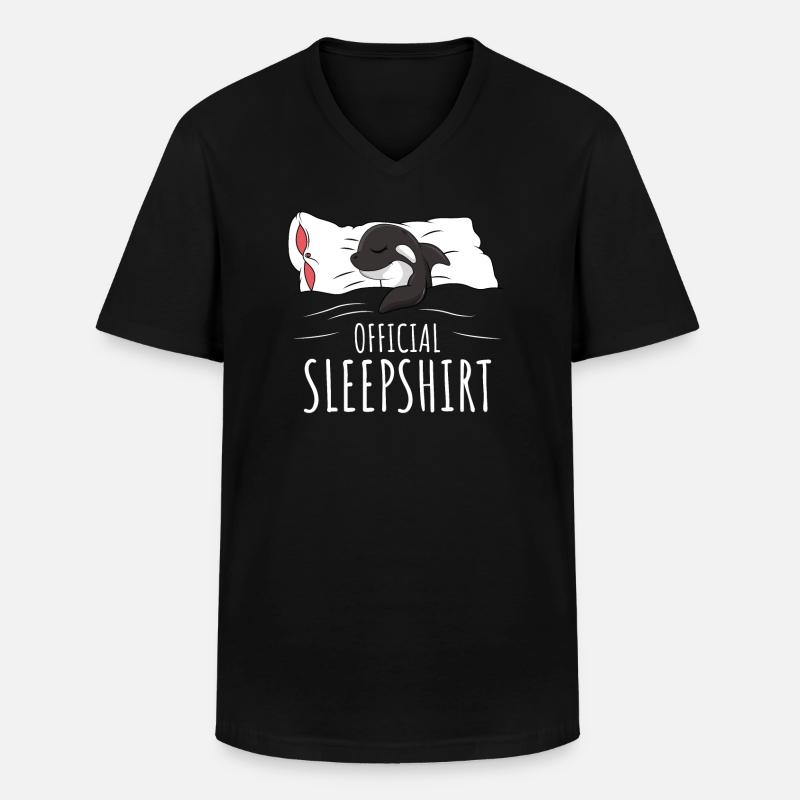 Orca Wal Schlafshirt - Männer-T-Shirt mit V-Ausschnitt - Schwarz