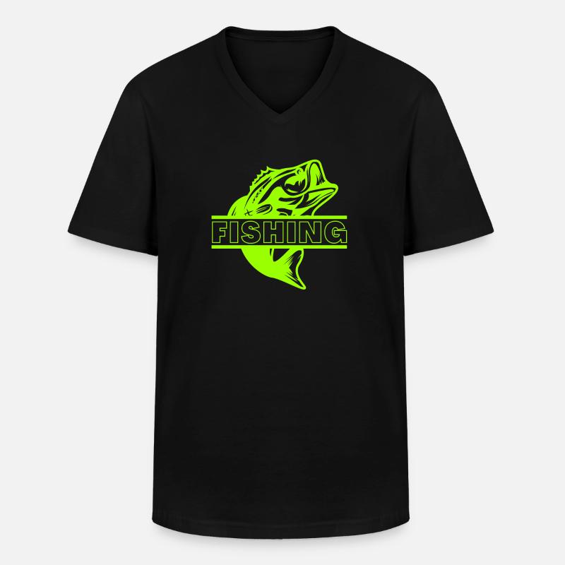 Fischen - Männer-T-Shirt mit V-Ausschnitt - Schwarz