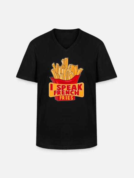 I Speak French Fries - Men's V-Neck T-Shirt - black