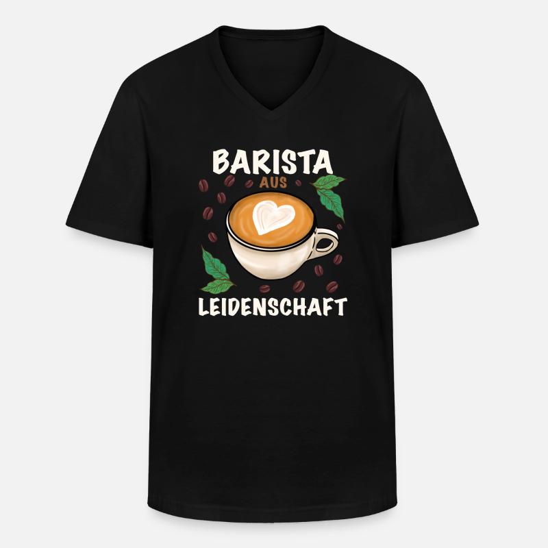 Barista Kaffee Beruf - Männer-T-Shirt mit V-Ausschnitt - Schwarz